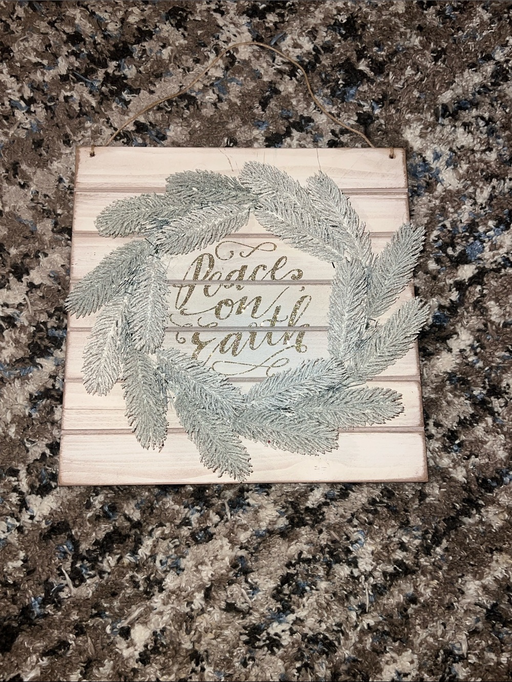 Holiday 'Peace on Earth' Pine Wreath Wall Sign - White